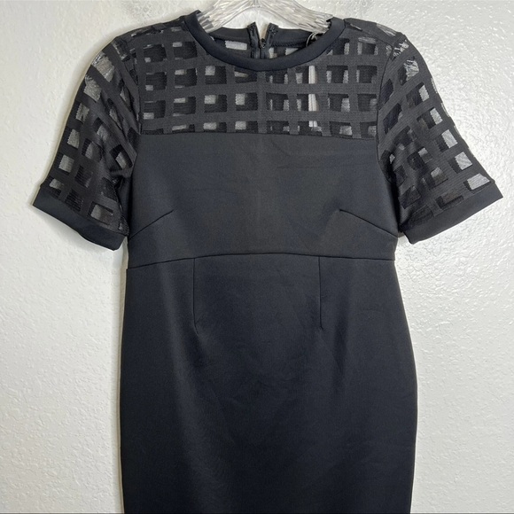ASOS Dress Women Size 0 Maternity Black Sheath Cage Mesh Knee Length  B10 - Picture 4 of 11